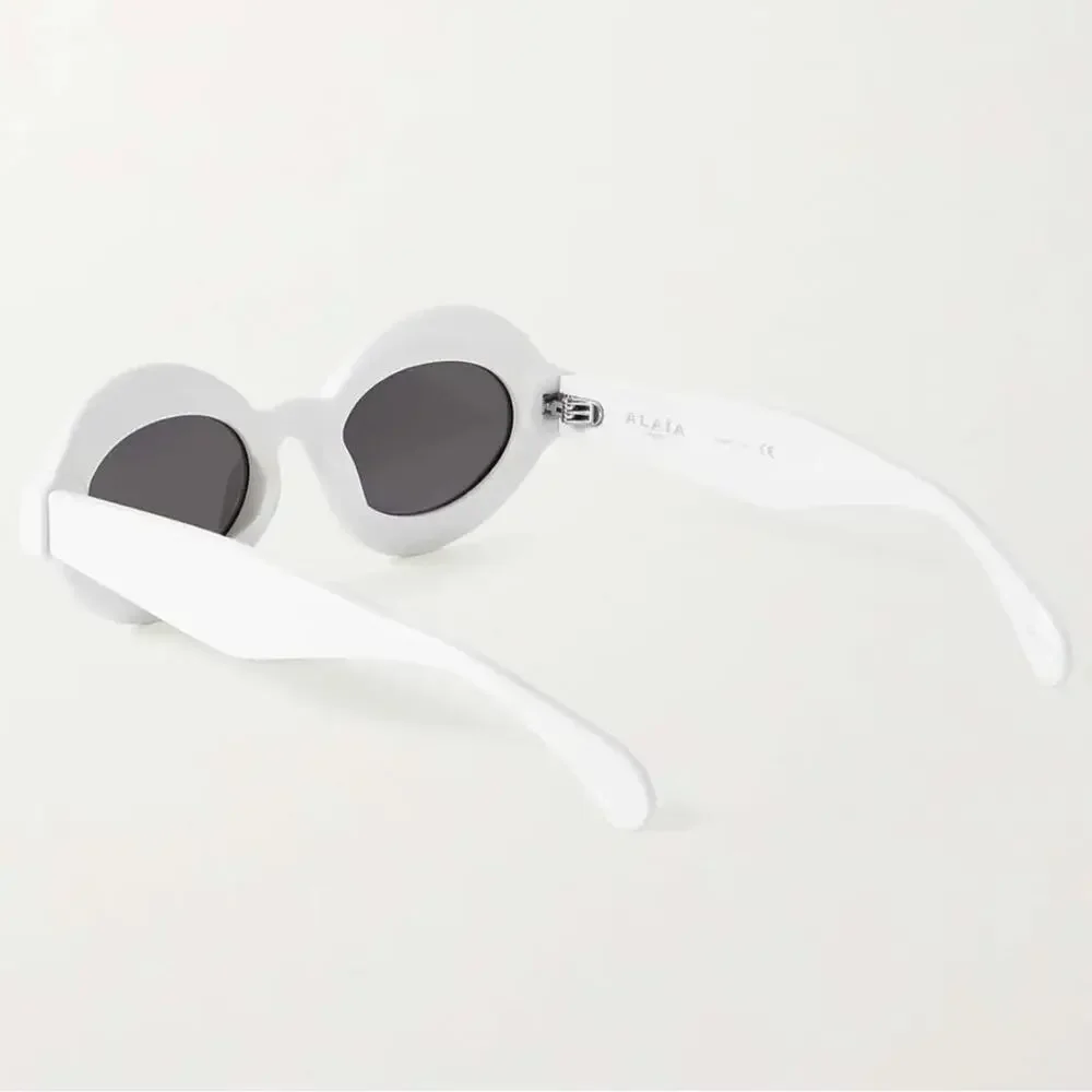 New! Alaïa White Oval Sunglasses AA0059S 002, Authentic